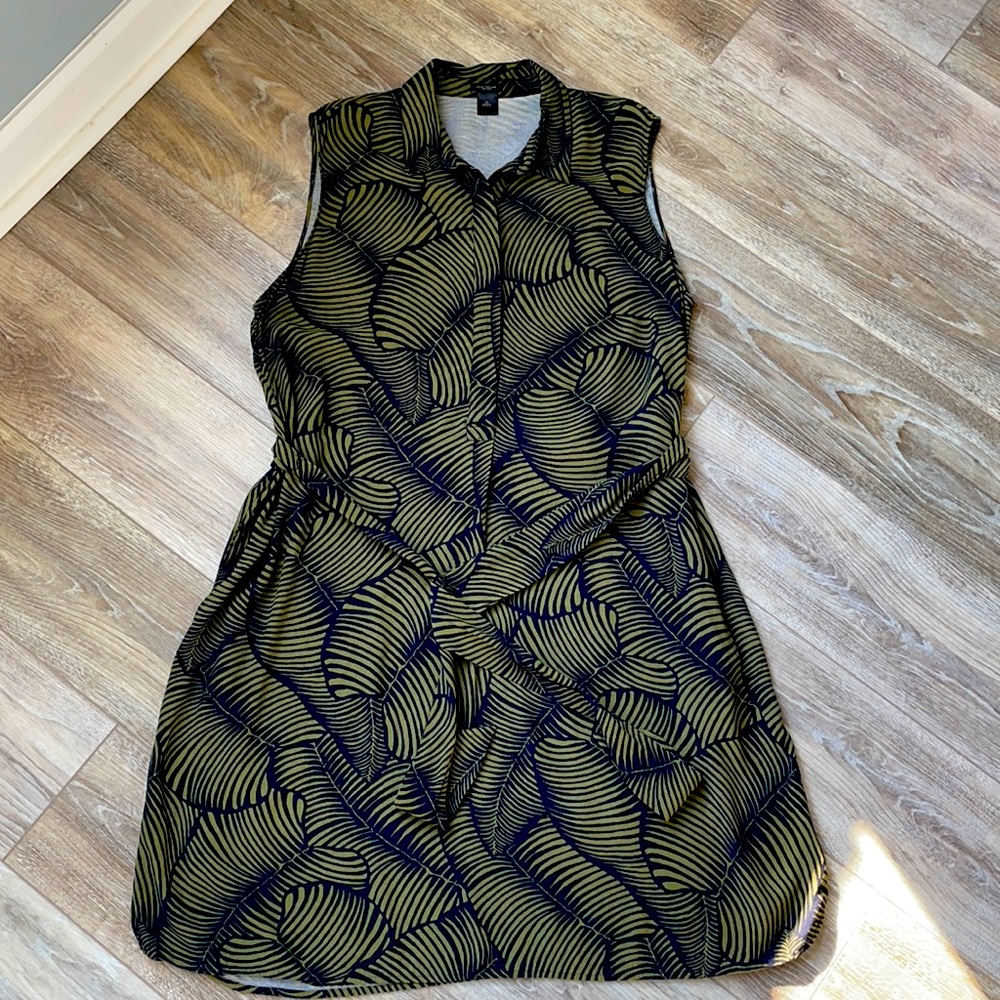 Ann Taylor Black and Gold Patterned Midi Dress